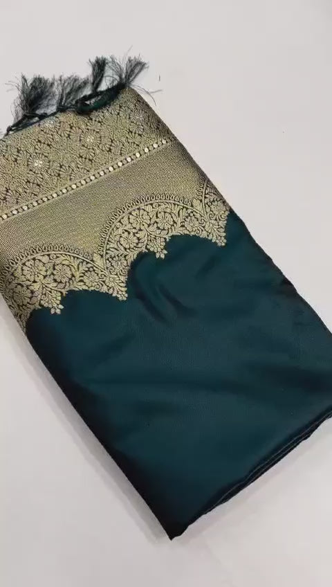 Buy MySilkLove Spectra Green Banarasi Satin Saree Online