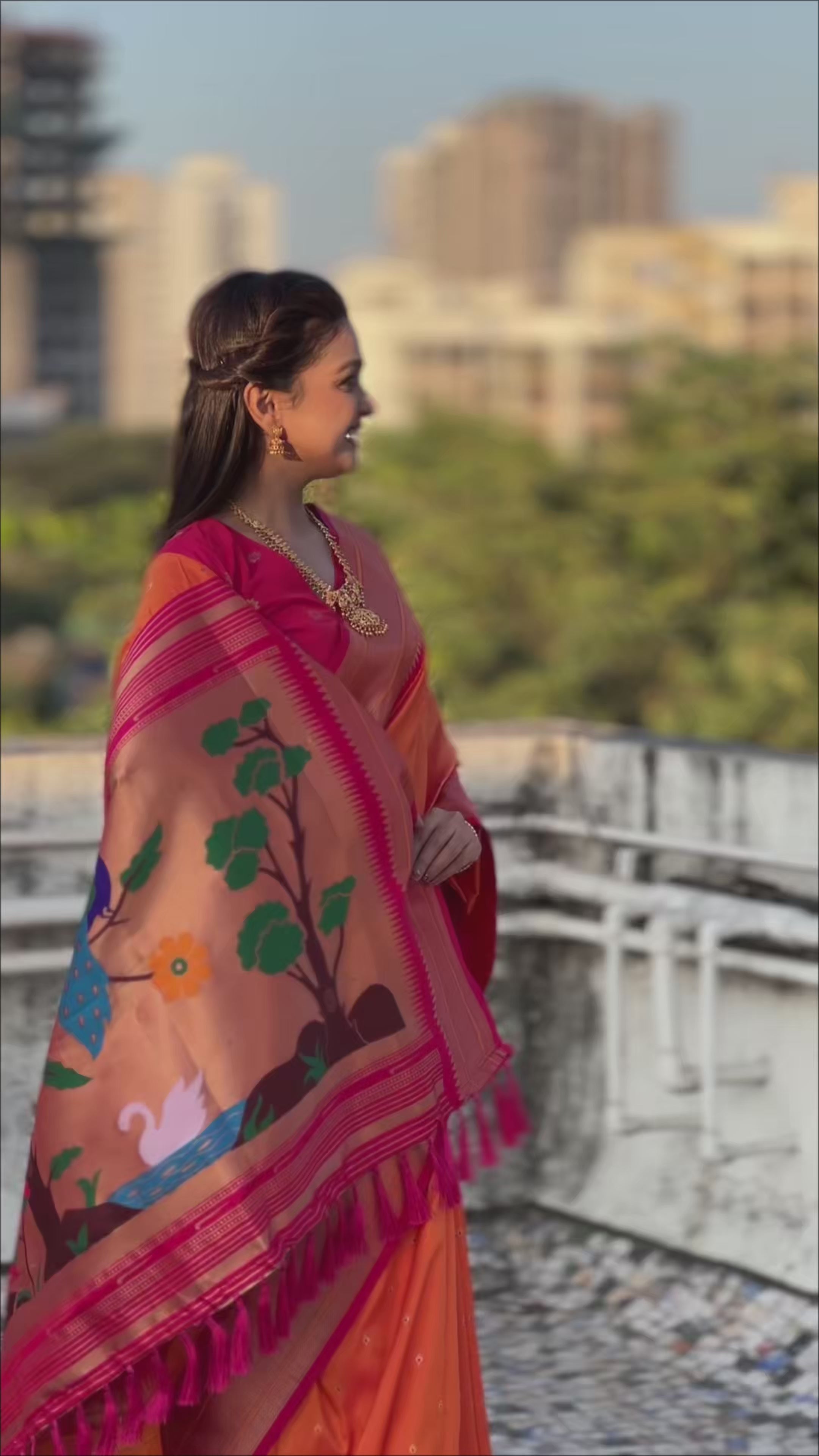Buy MySilkLove Pumpkin Orange Zari Woven Paithani Saree Online