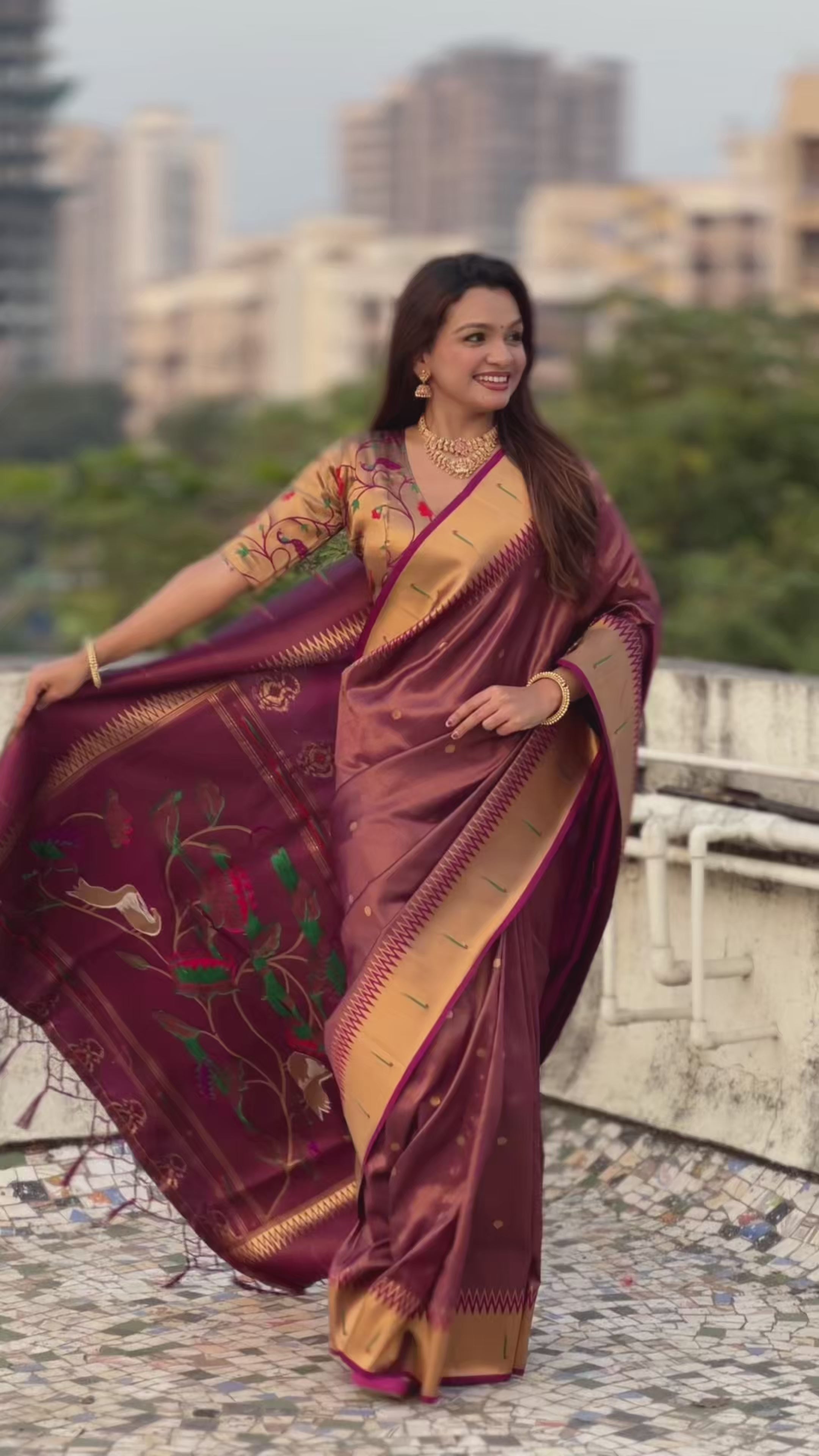 Buy MySilkLove Pastel Maroon Woven Tissue Paithani Saree Online