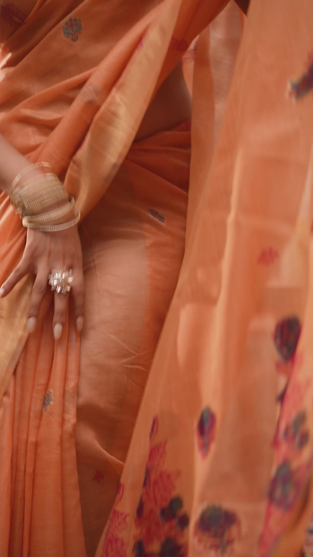 Buy MySilkLove Coral Peach Handloom Cotton Saree Online