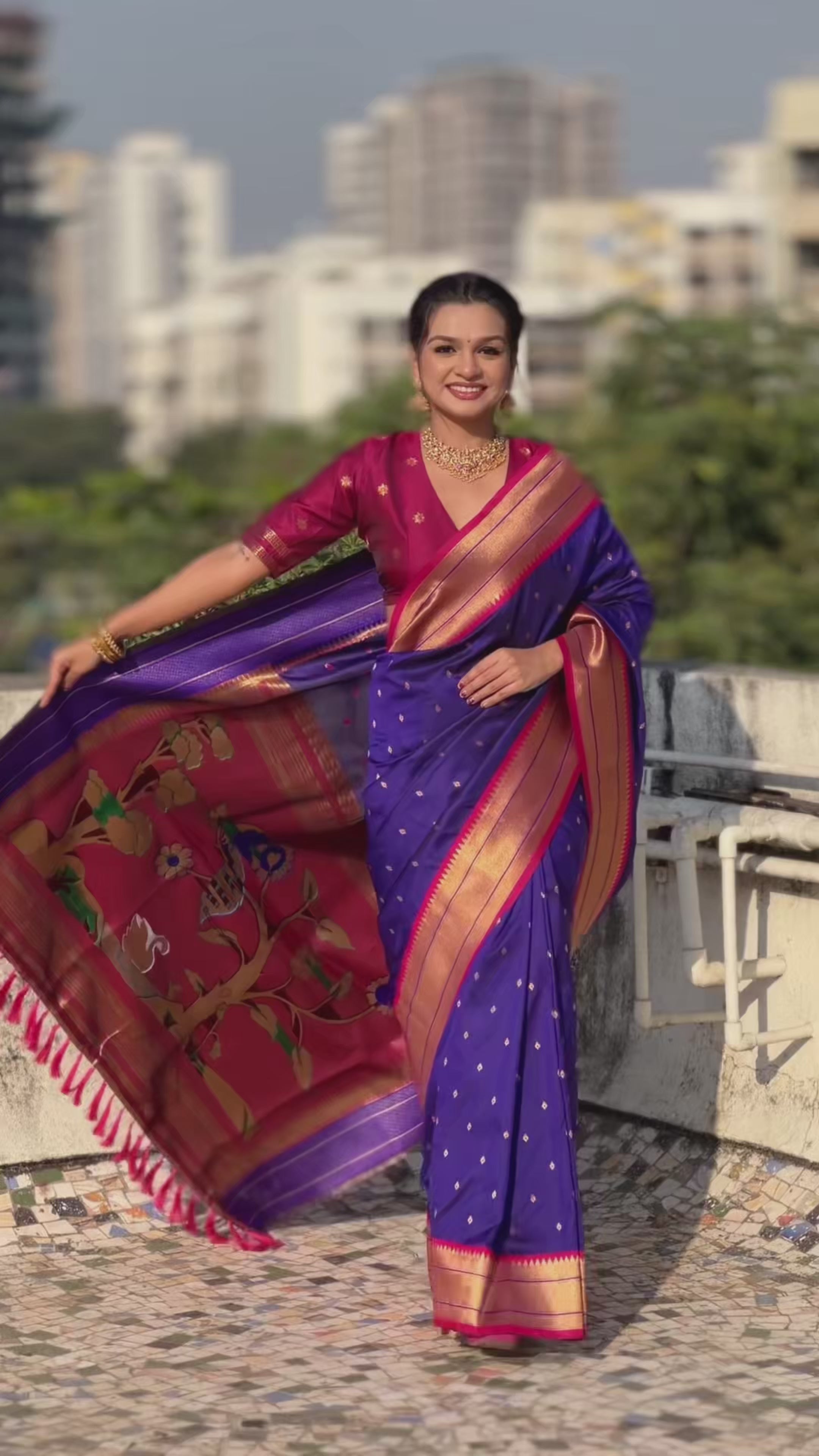 Buy MySilkLove Bluebonnet Zari Woven Paithani Saree Online