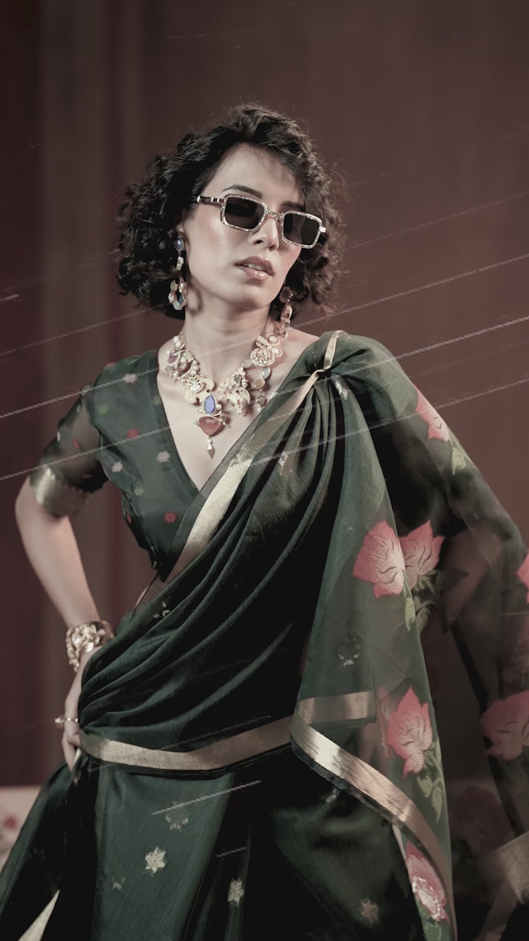 Buy MySilkLove Dark Green Handloom Muga Cotton Saree Online