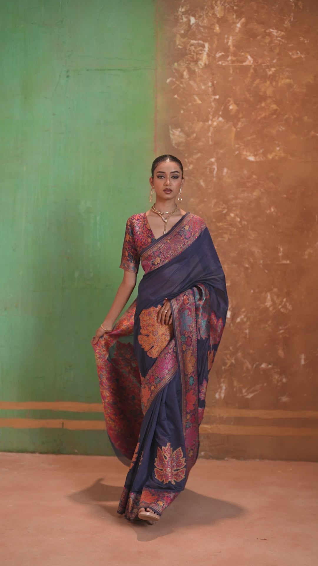 Buy MySilkLove Celeste Blue Kashmiri Handloom Jamewar Saree Online