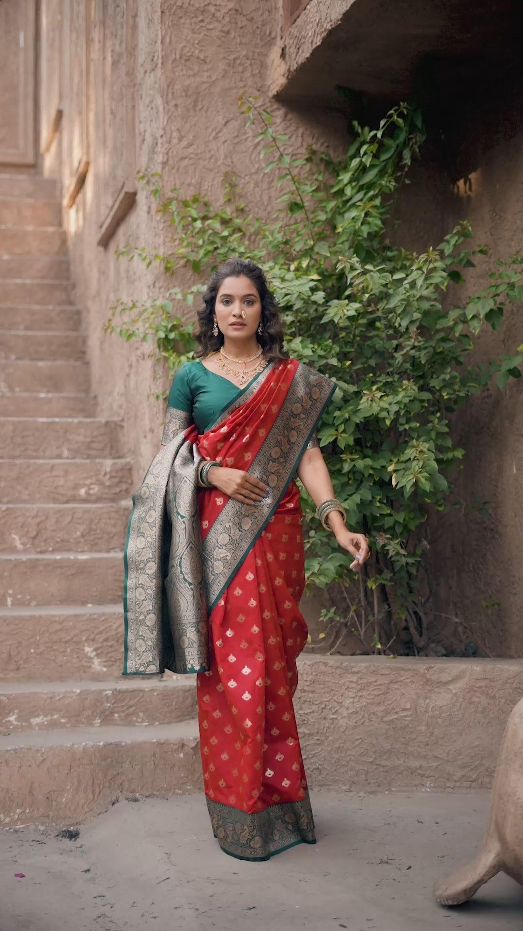 Buy MySilkLove Barn Red Woven Banarasi Soft Silk Saree Online