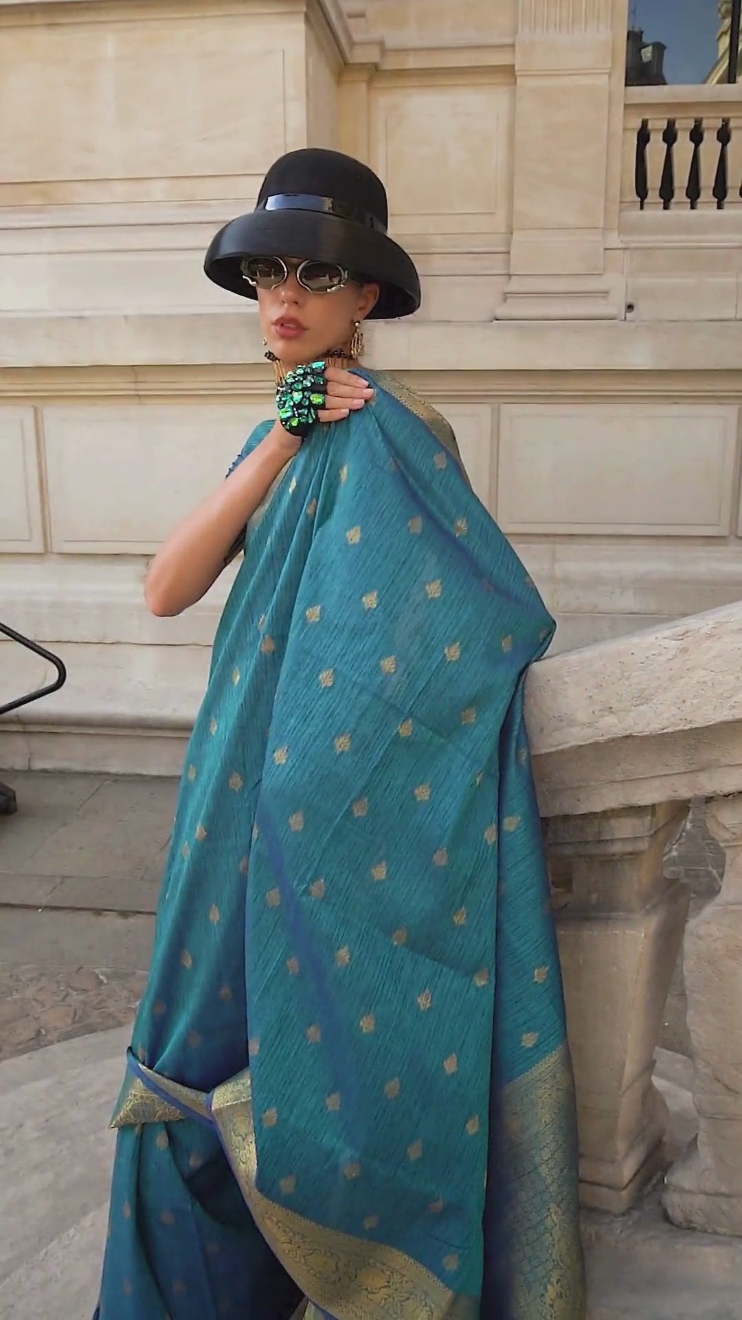 Buy MySilkLove Cello Blue Banarasi Handloom Khadi Silk Saree Online