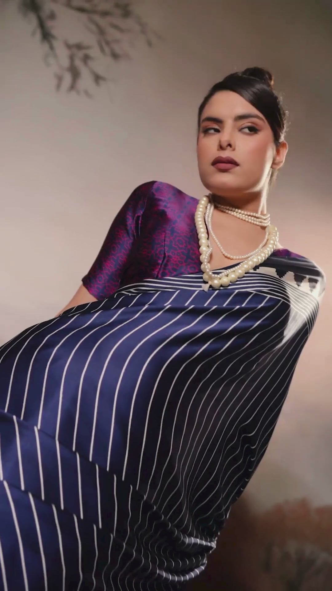 Buy MySilkLove Polynesian Blue Ajrakh Printed Satin Crepe Silk Saree Online