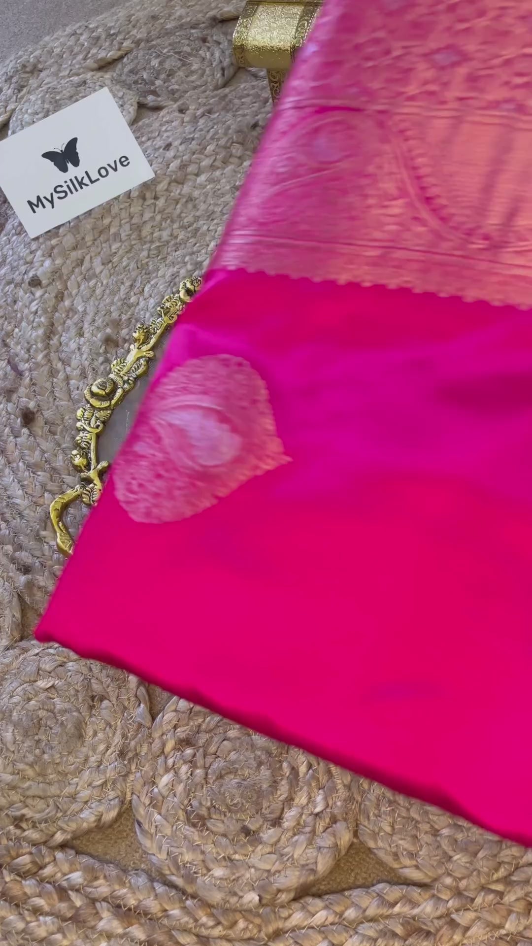 Buy MySilkLove Lipstick Pink Woven Banarasi Silk Saree Online