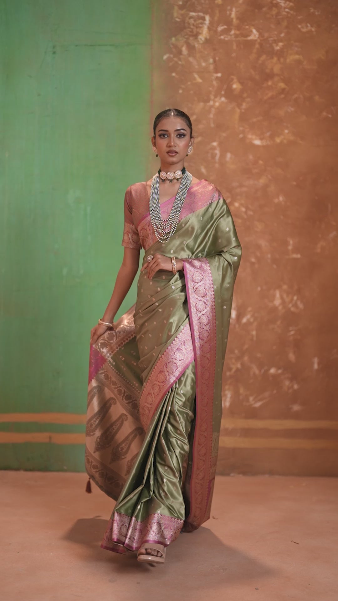 Buy MySilkLove Lime Green Handloom Satin Silk Saree Online