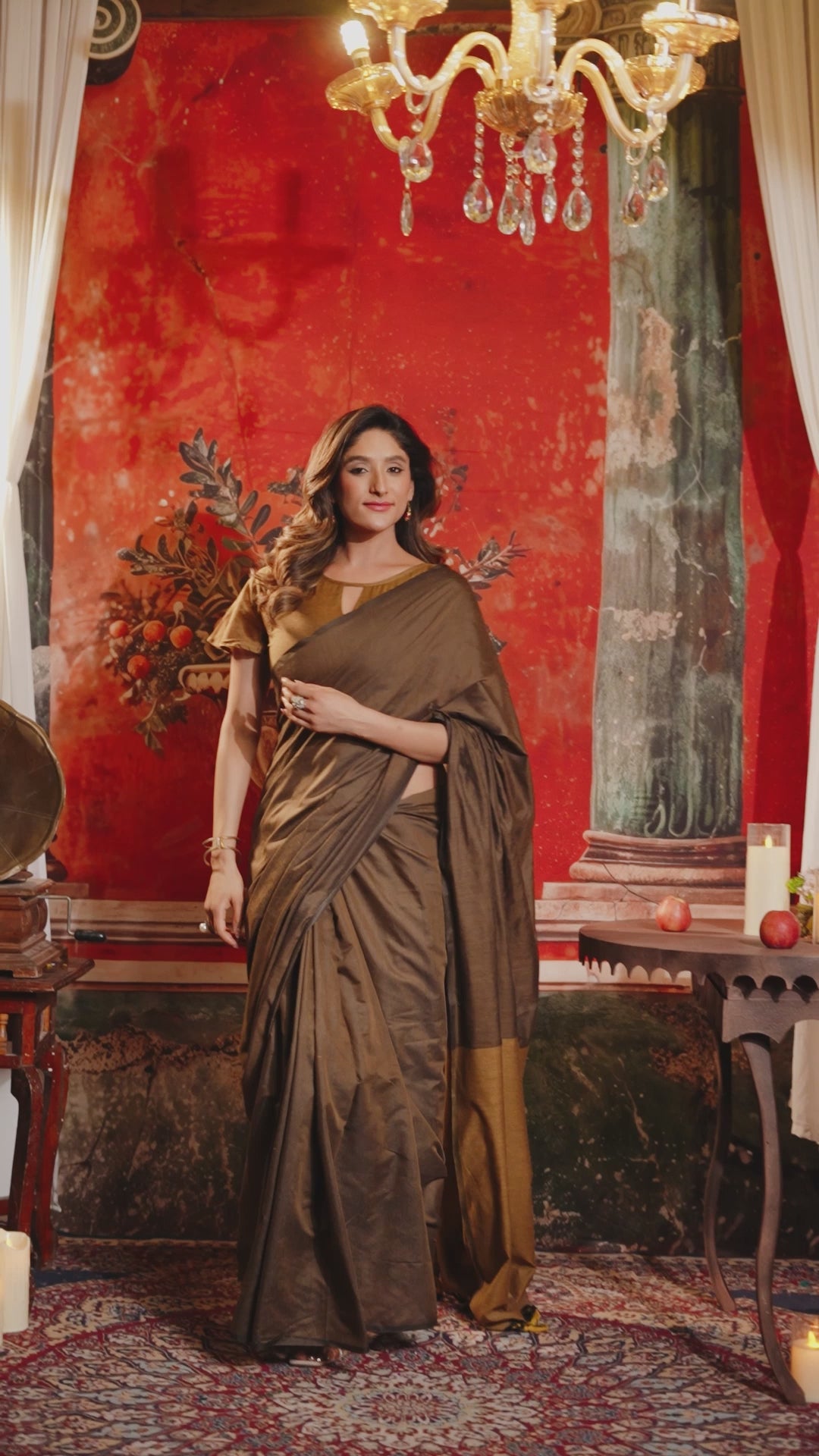 Buy MySilkLove Auburn Brown Handloom Mul Mul Cotton Saree Online
