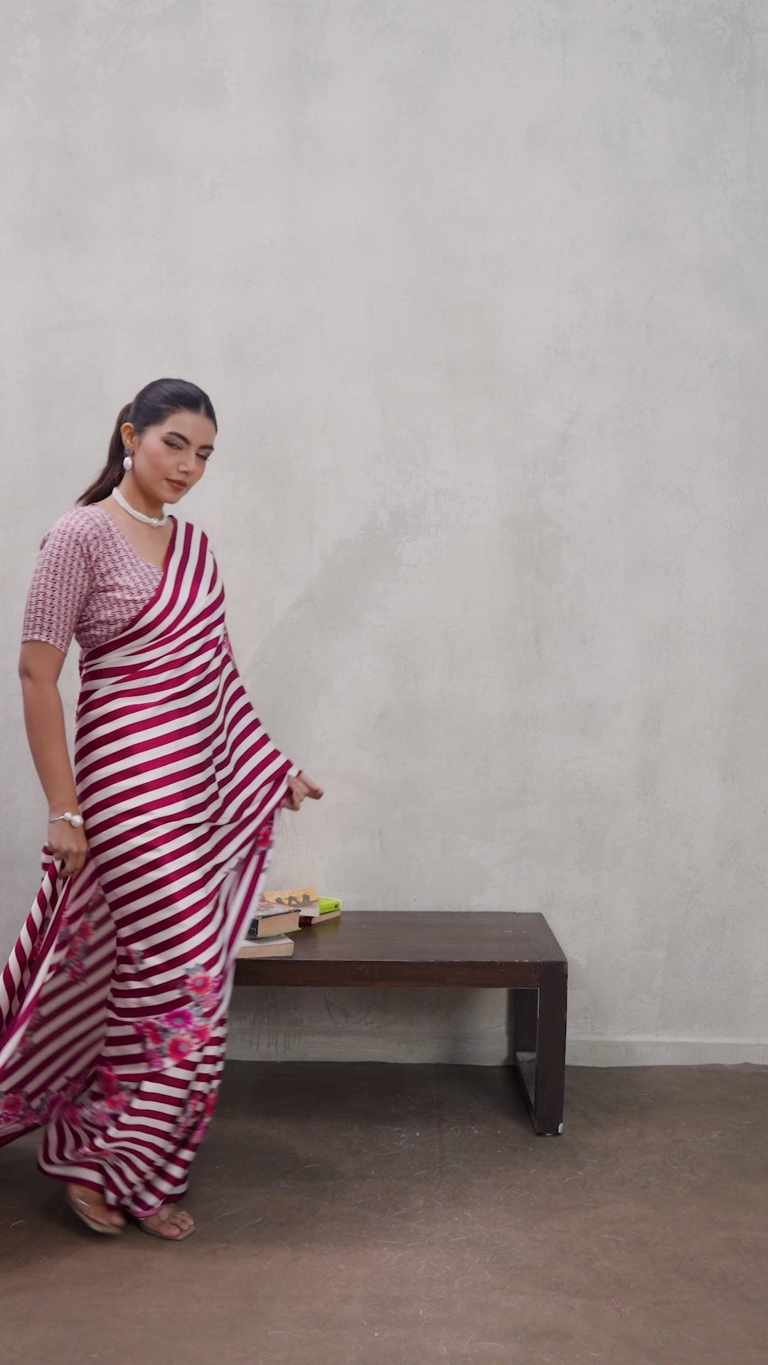 Buy MySilkLove Bright Pink Ajrakh Printed Satin Crepe Silk Saree Online