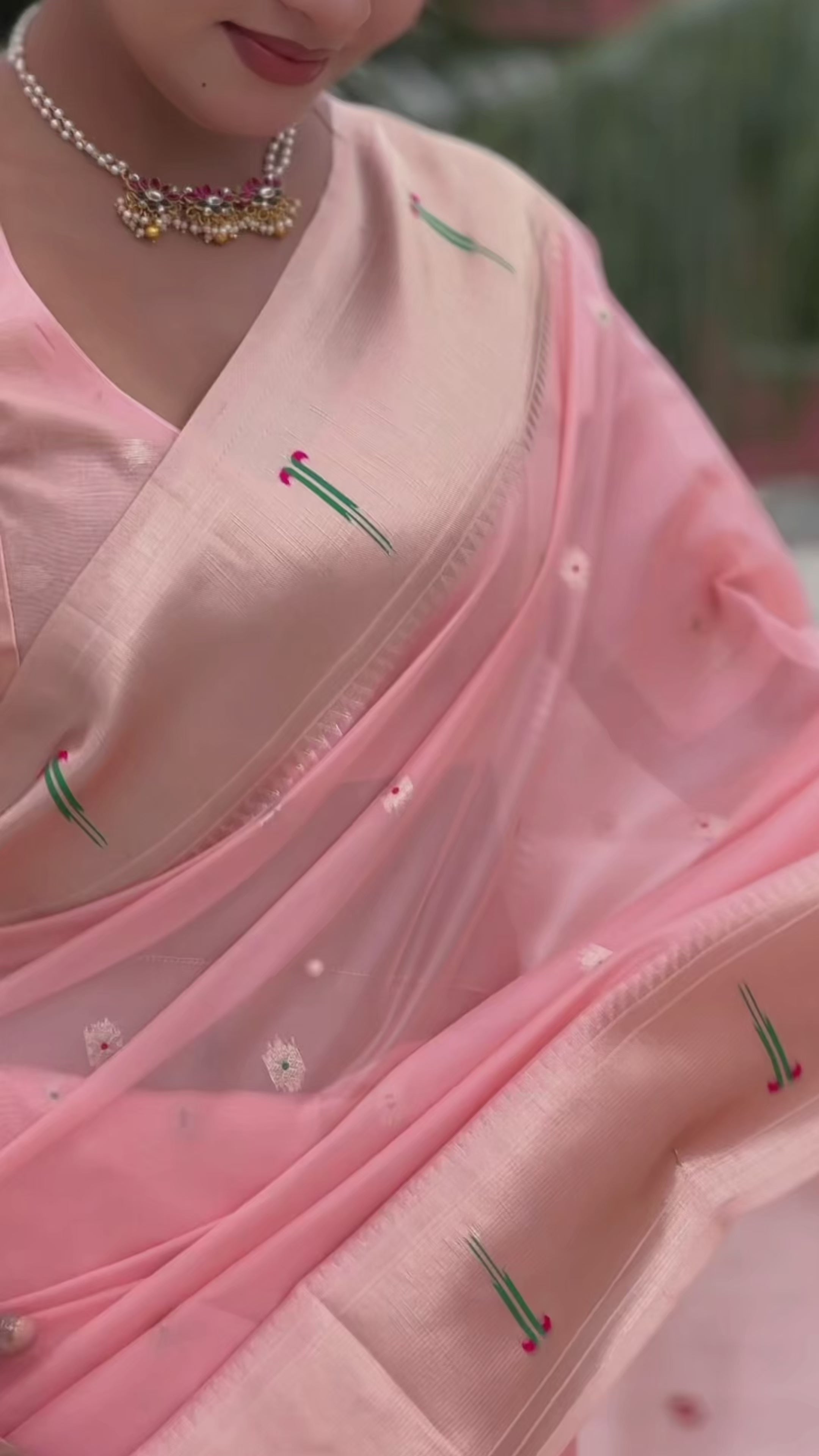 Buy MySilkLove Dusty Pink Organza Woven Paithani Saree Online