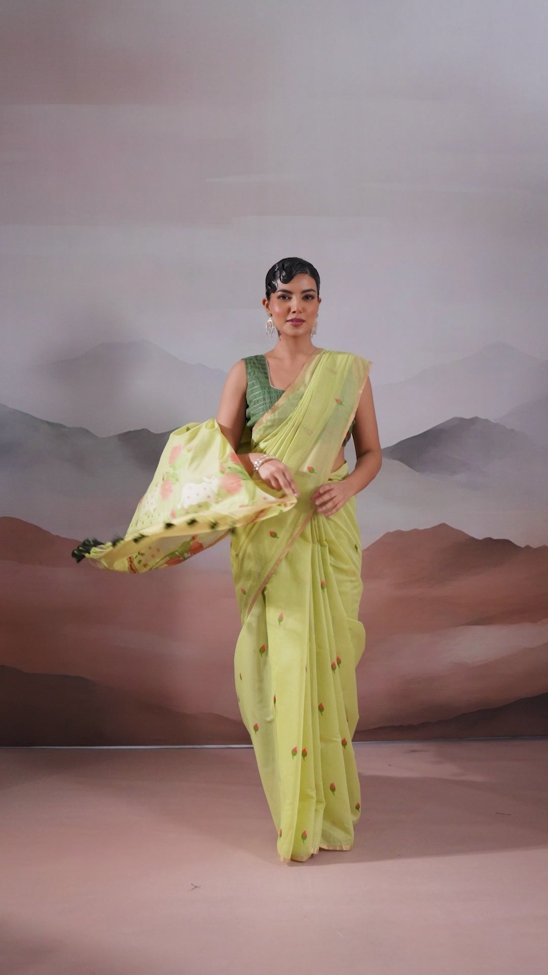 Buy MySilkLove Artichoke Green Cotton Handloom Pichwai Saree Online