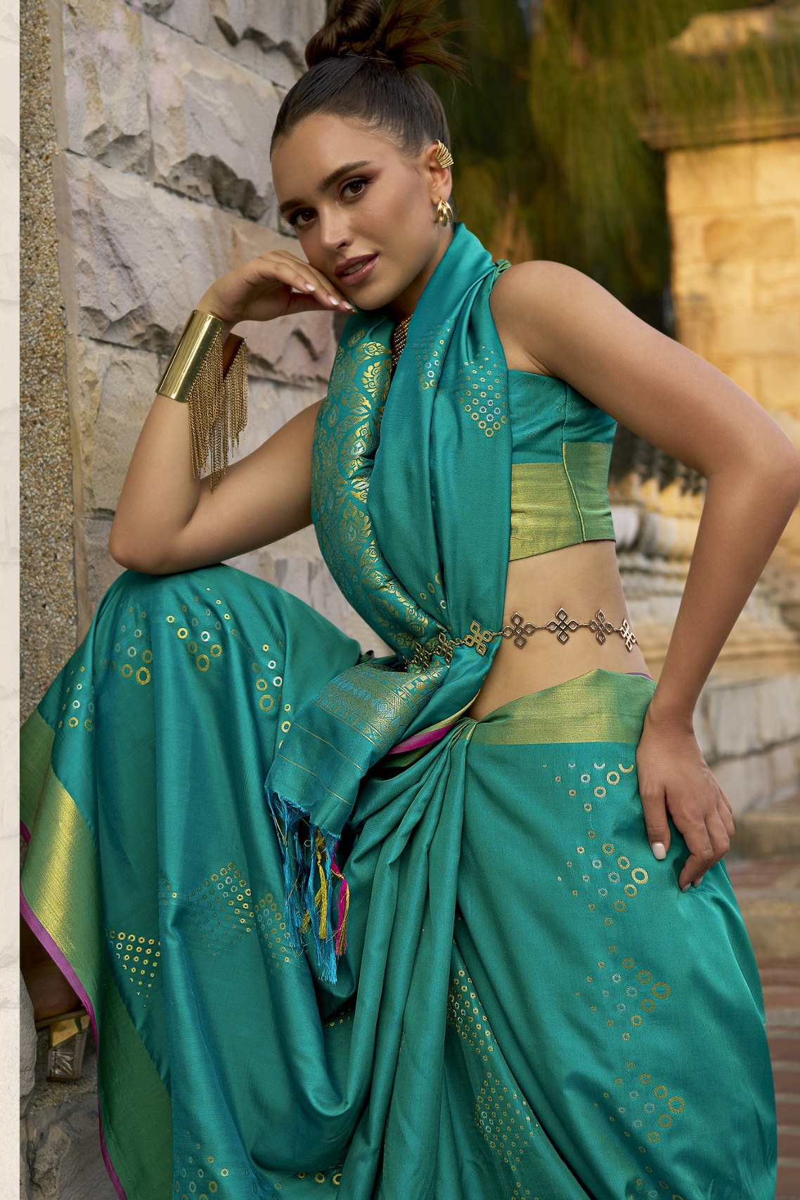 Buy MySilkLove Lochinvar Green Banarasi Handloom Saree Online