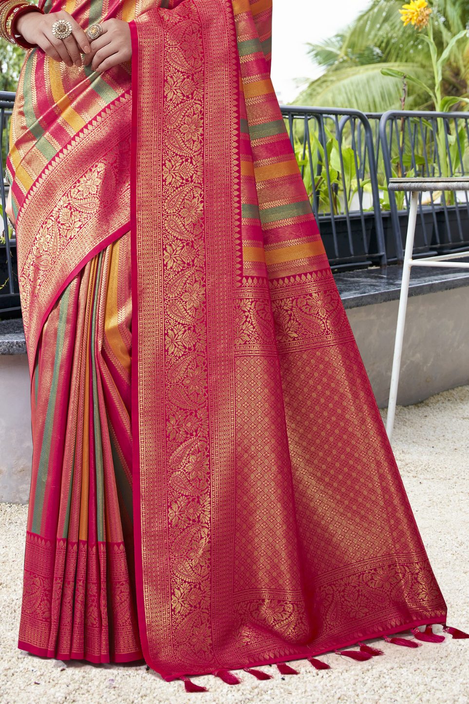 Buy MySilkLove Chilli Red Multicolor Woven Kanjivaram Saree Online