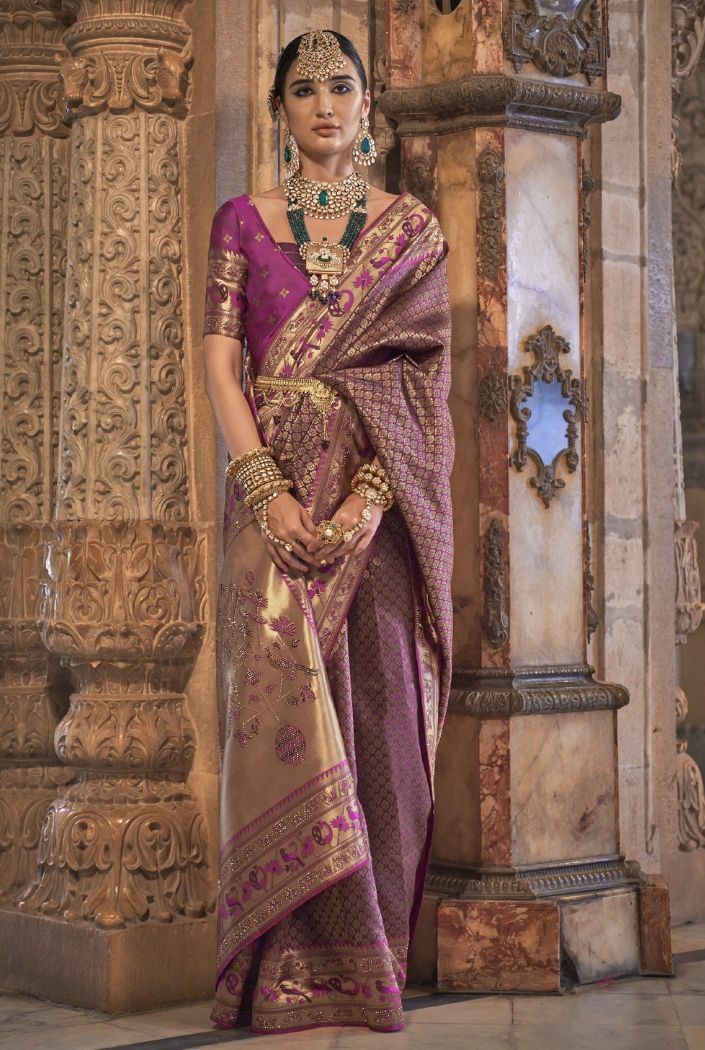 Buy MySilkLove Ferra Purple Woven Patola Silk Saree Online