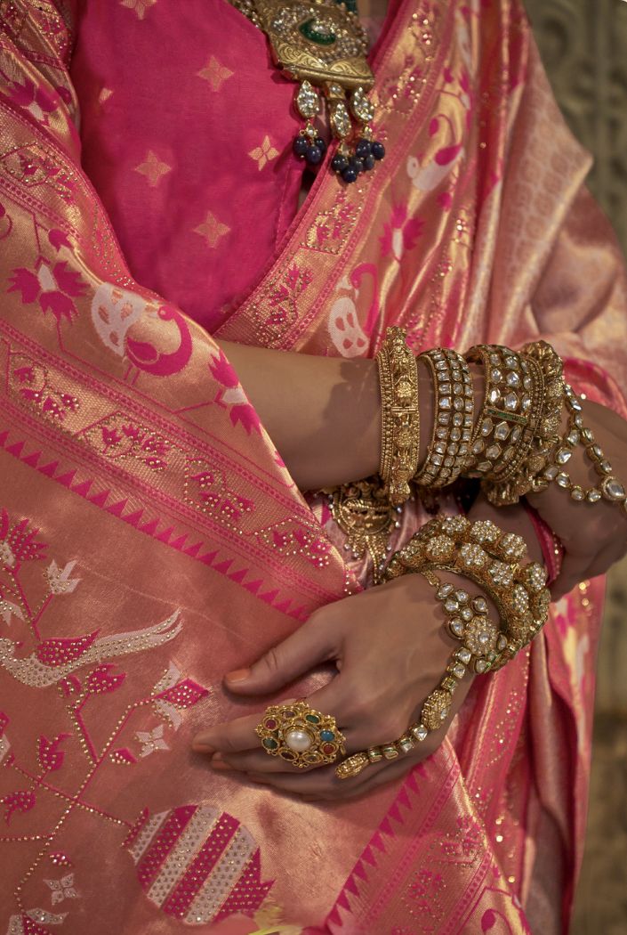 MySilkLove Chestnut Rose Pink Woven Patola Silk Saree