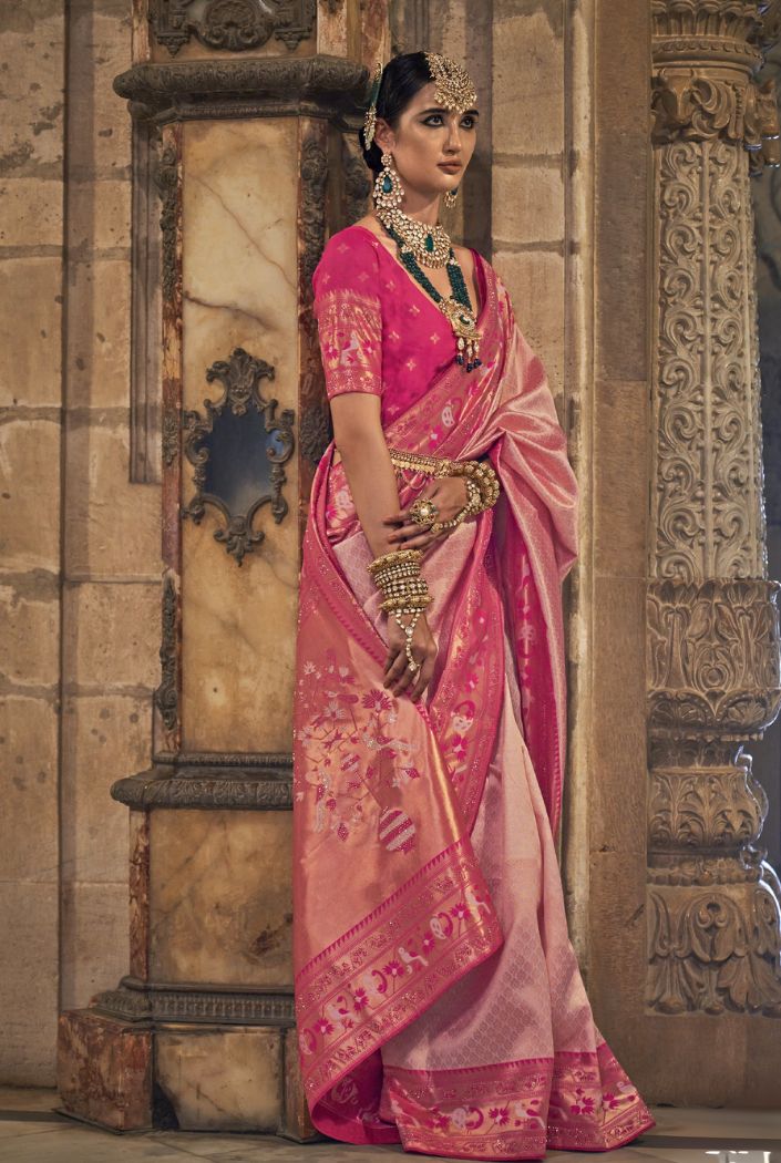 Buy MySilkLove Chestnut Rose Pink Woven Patola Silk Saree Online