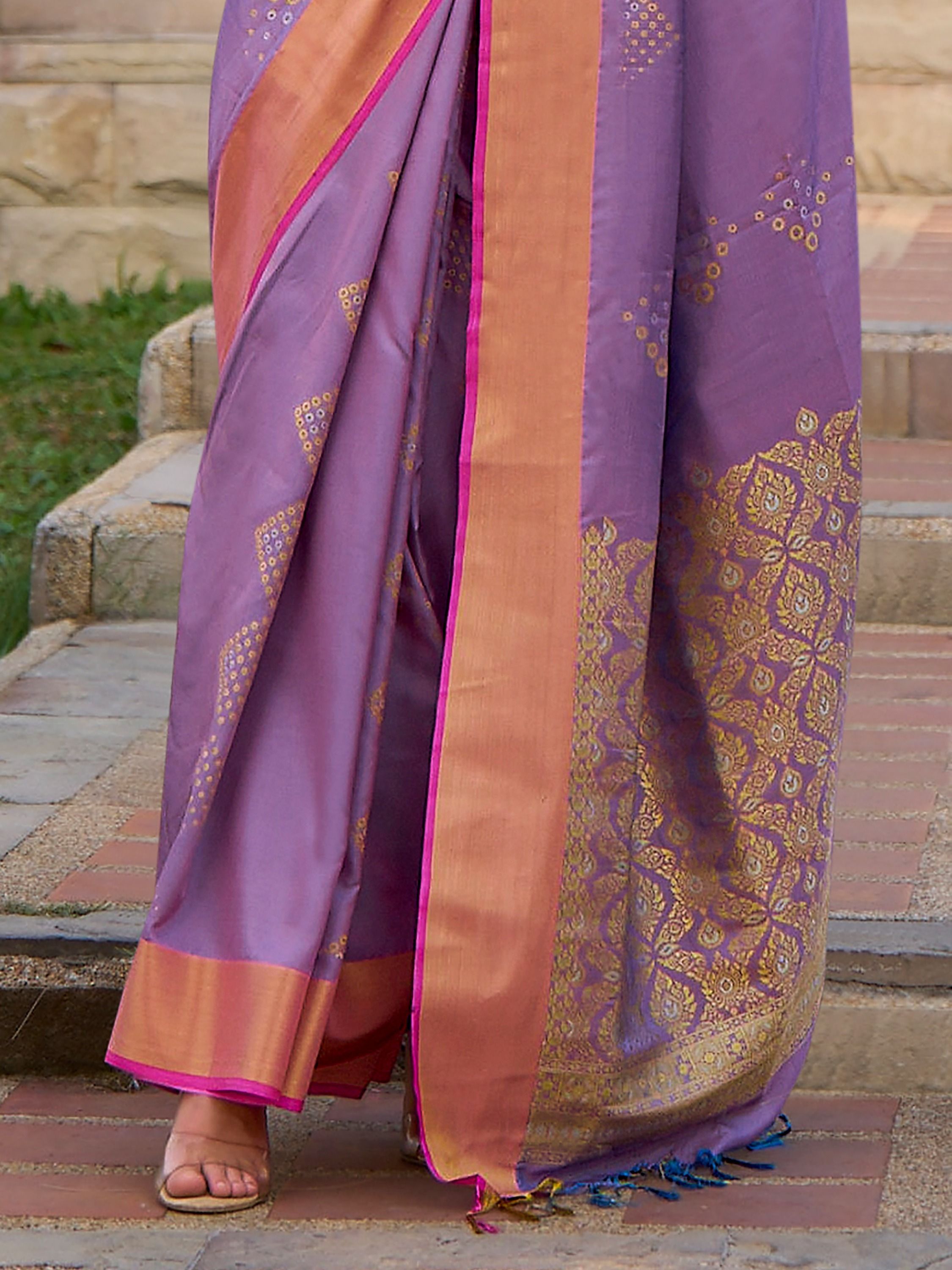 Buy MySilkLove Trendy Purple Banarasi Handloom Saree Online