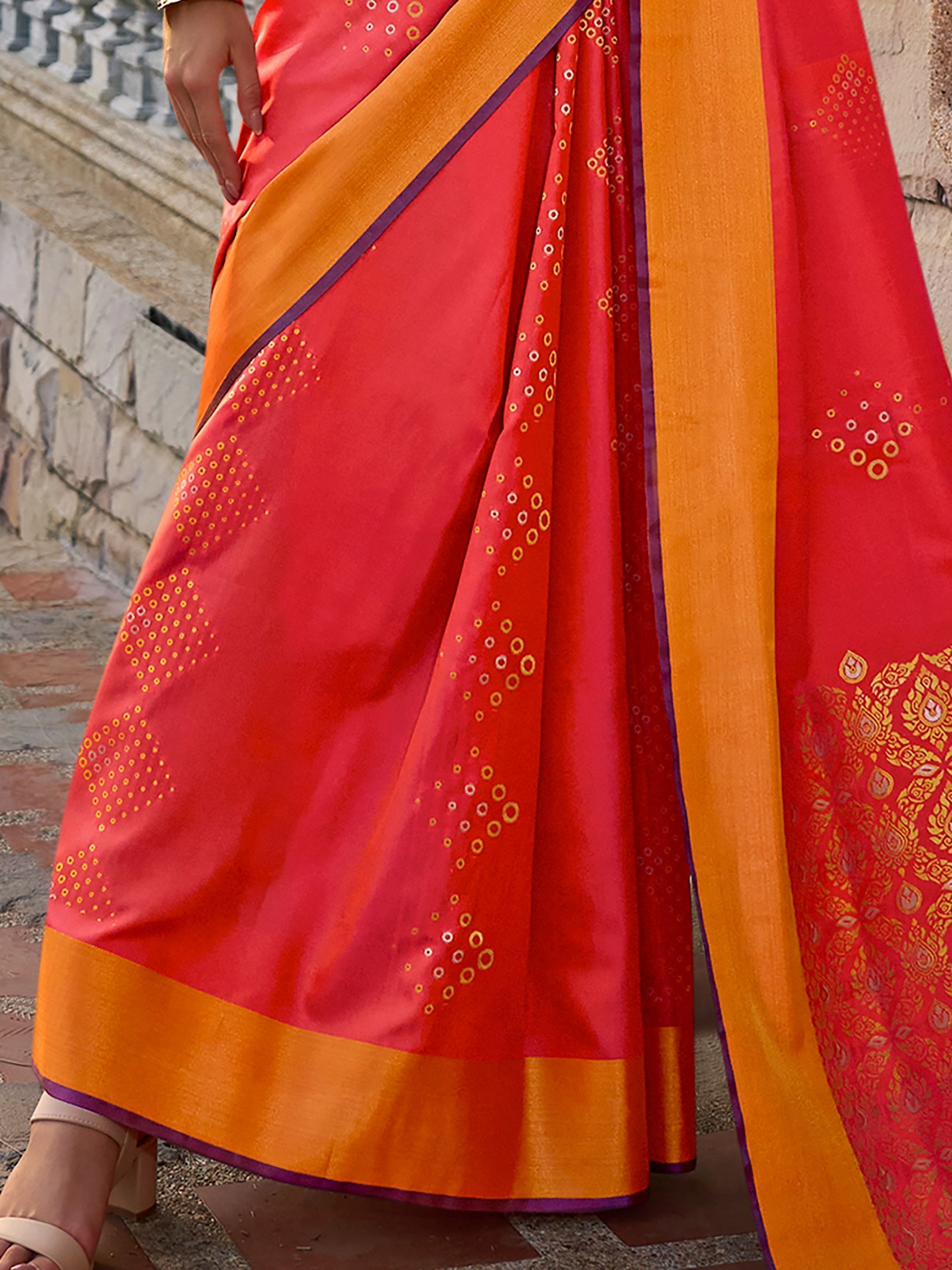 Buy MySilkLove Pumkin Orange Banarasi Handloom Saree Online