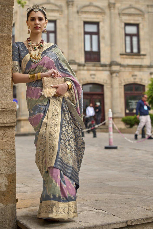 Disco Purple Woven Patola Silk Saree