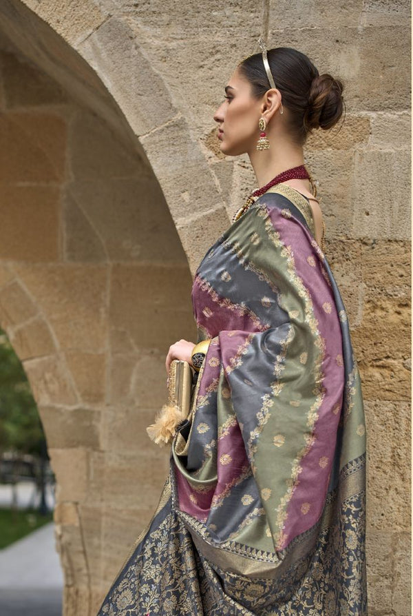 Disco Purple Woven Patola Silk Saree
