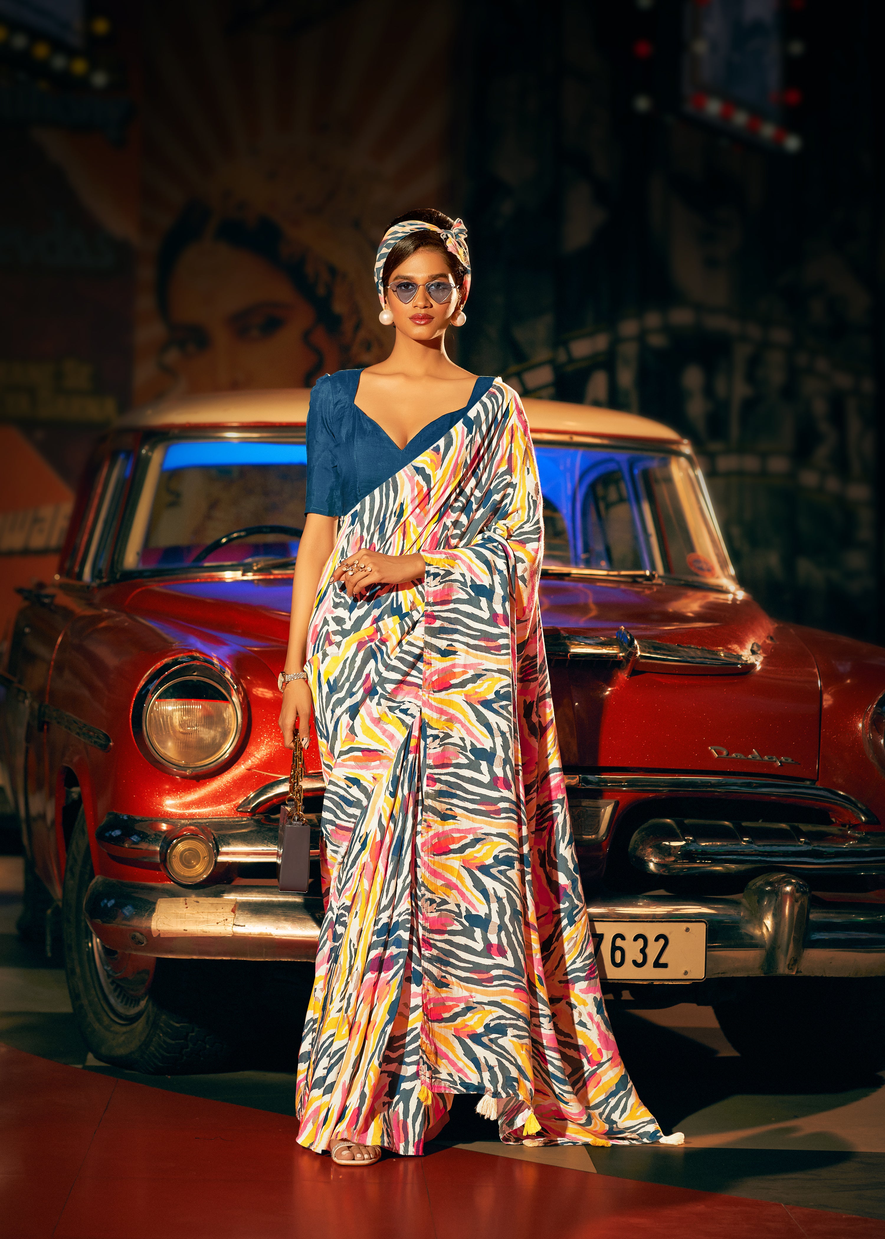 Buy MySilkLove Multicolor Digital Printed Lehriya Saree Online