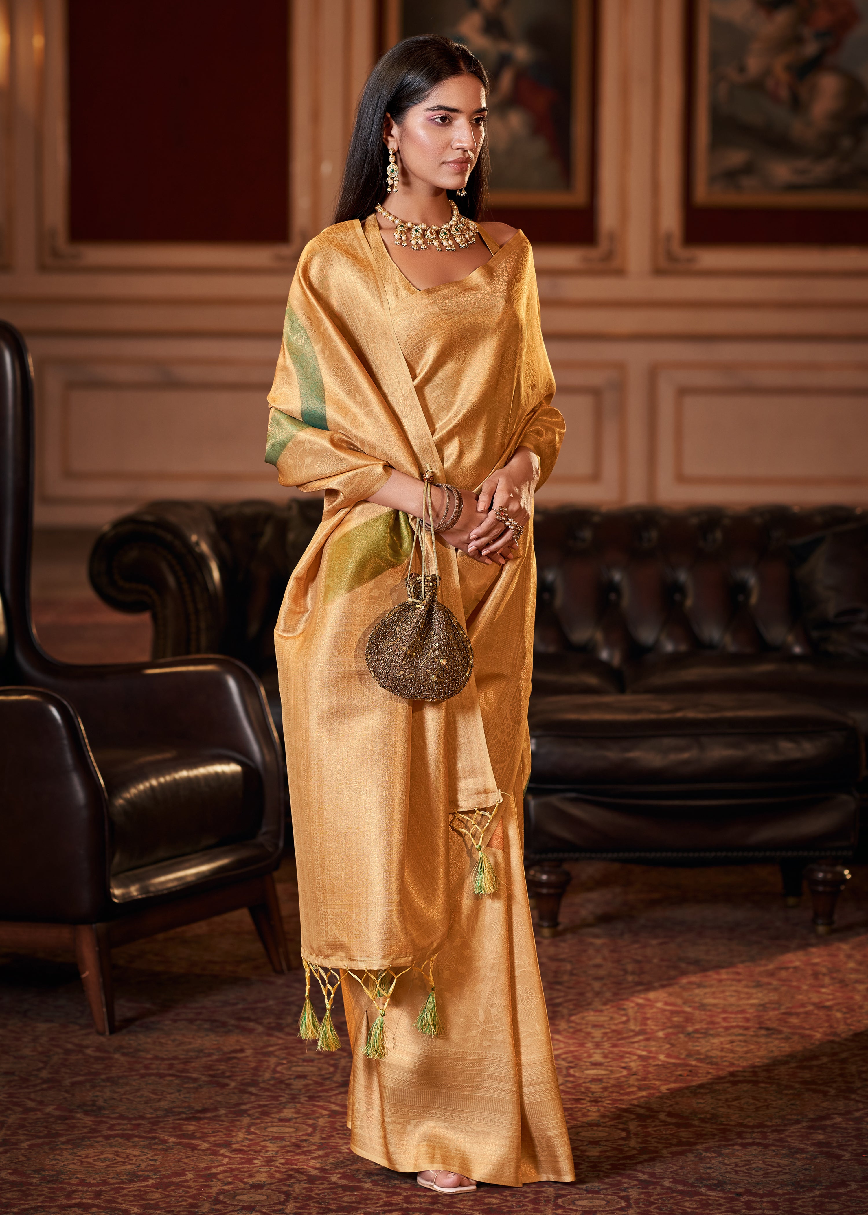MySilkLove Sunshine Yellow Woven Banarasi Silk Saree
