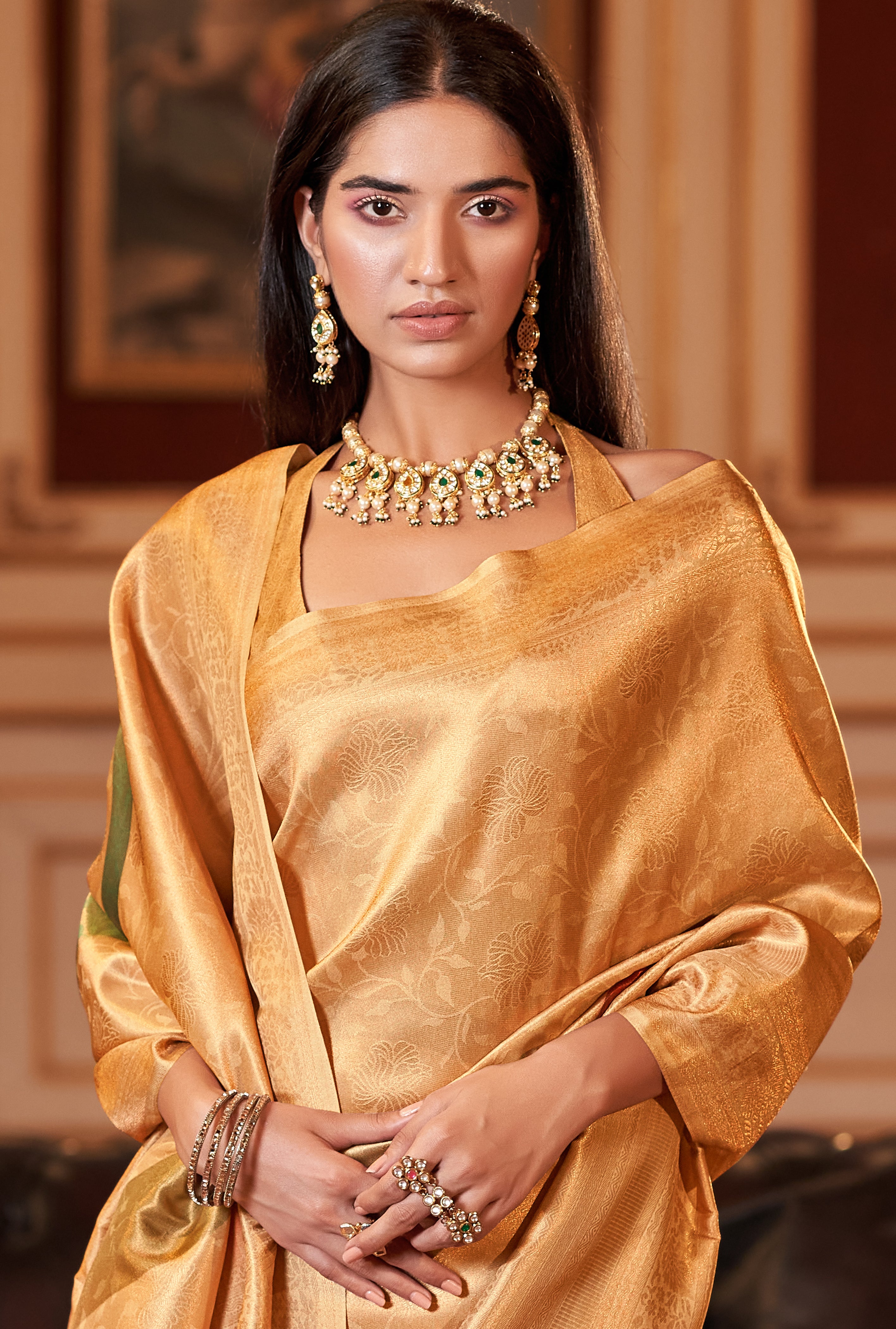 Buy MySilkLove Sunshine Yellow Woven Banarasi Silk Saree Online