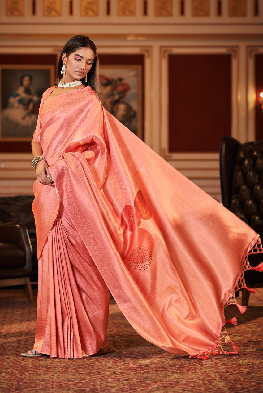 MySilkLove Vivid Pink Woven Banarasi Silk Saree