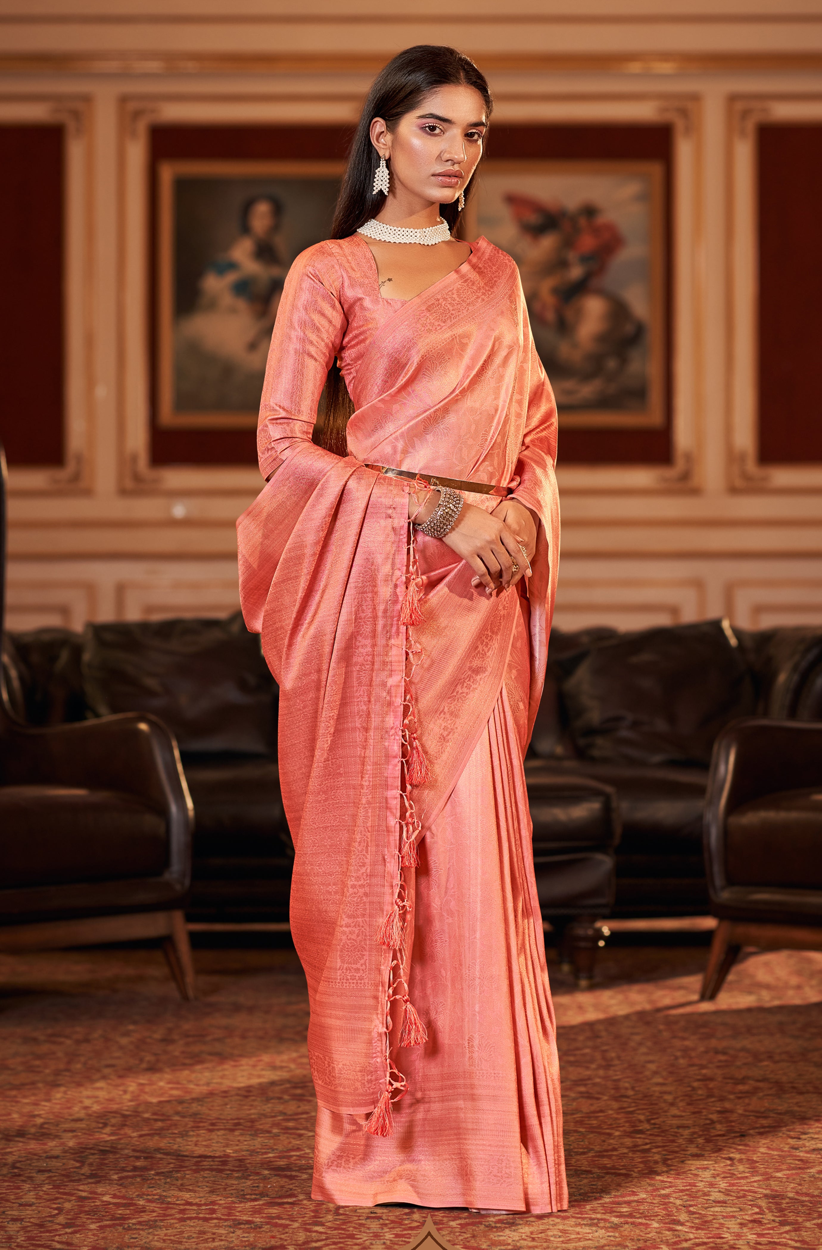 Buy MySilkLove Vivid Pink Woven Banarasi Silk Saree Online