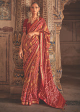 Giants Club Red and Yellow Patola Silk Saree
