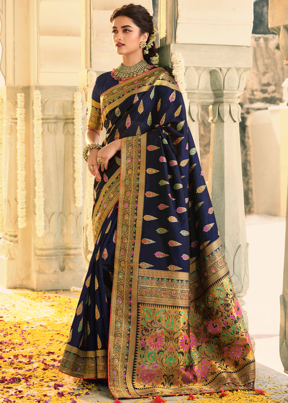 Buy MySilkLove Blue Gem Woven Banarasi Silk Saree Online