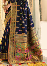 Blue Gem Woven Banarasi Silk Saree