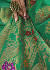 Mountain Meadow Green Woven Banarasi Silk Saree