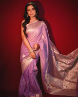 East Side Purple Banarasi Linen Saree
