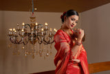 Chilli Red Zari Woven Kanjivaram silk Saree