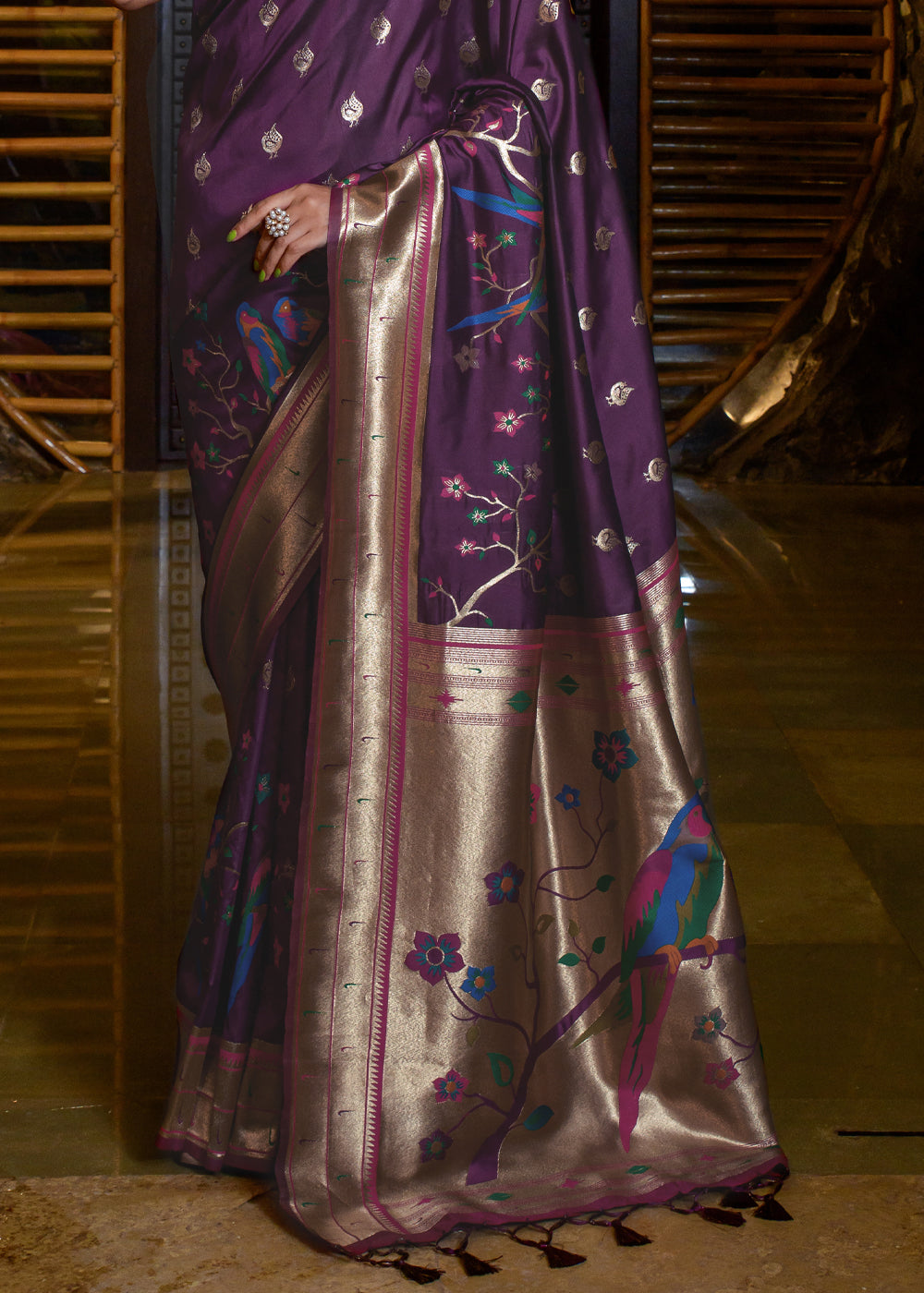 Buy MySilkLove Matterhorn Purple Woven Paithani Silk Saree Online