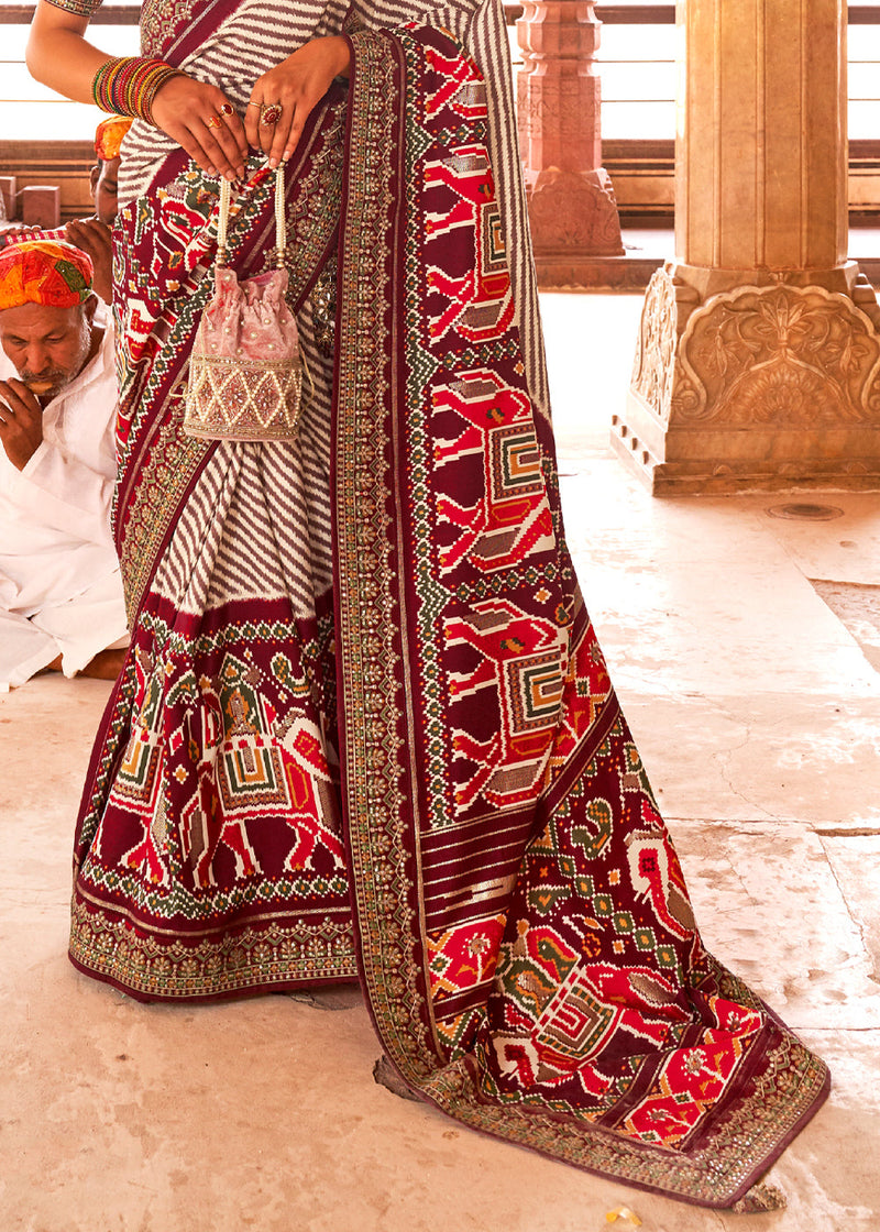 Red Cotton Silk Patola Saree – RawaazFashion