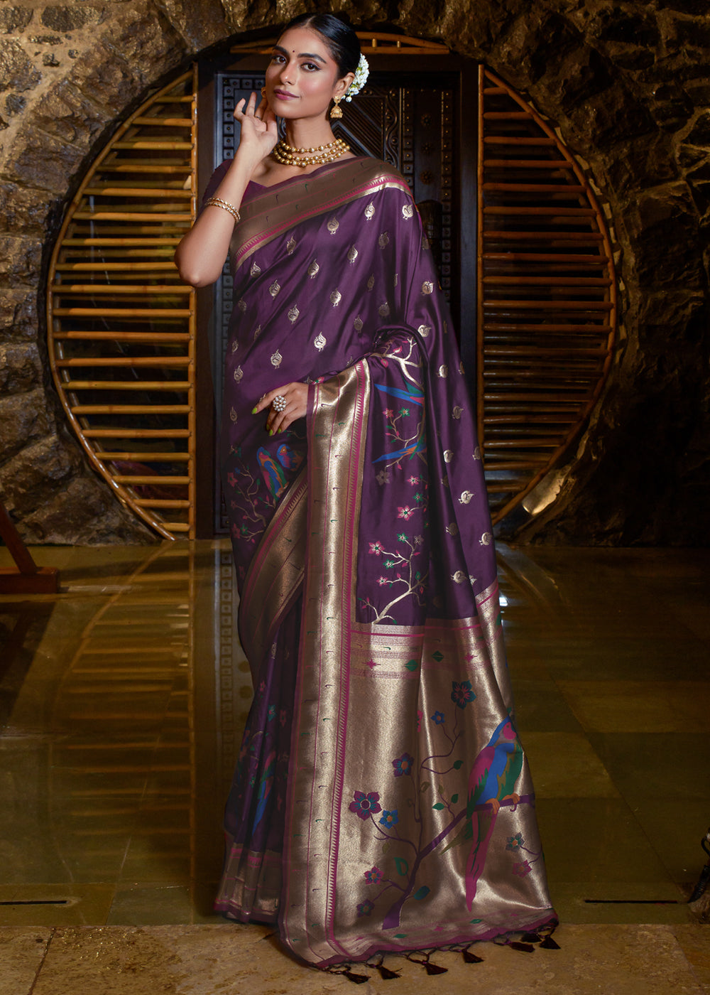 Buy MySilkLove Matterhorn Purple Woven Paithani Silk Saree Online