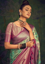 Coriander Green Woven Banarasi Rangkath Silk Saree