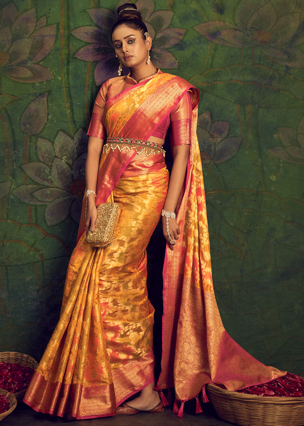 Buy MySilkLove Dandelion Yellow Woven Banarasi Rangkath Silk Saree Online