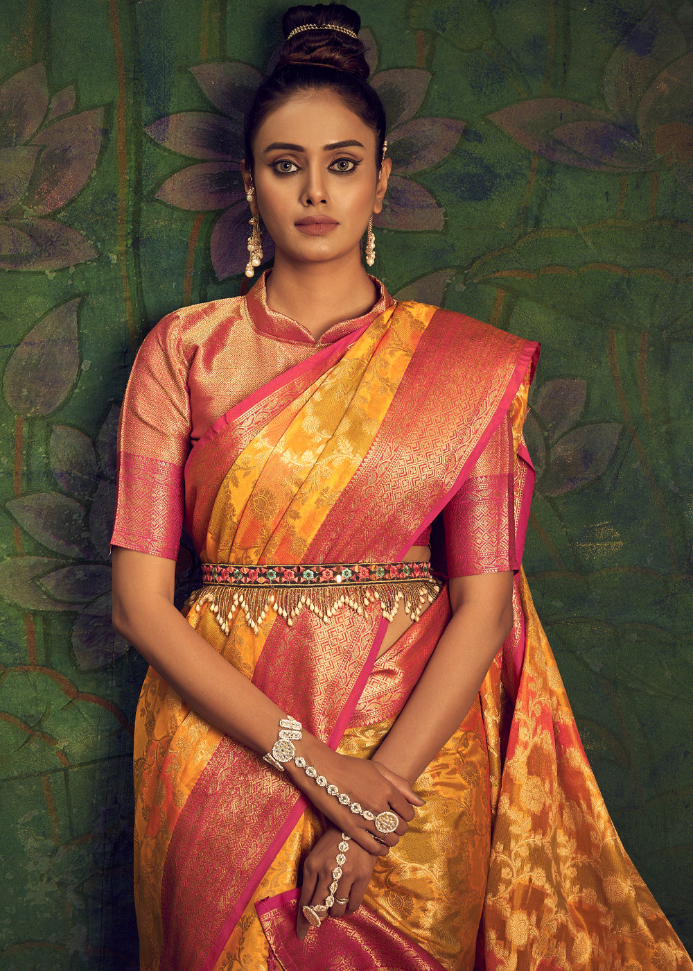 Buy MySilkLove Dandelion Yellow Woven Banarasi Rangkath Silk Saree Online