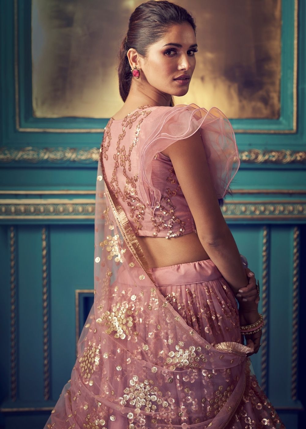 Buy MySilkLove Solid Pink Designer Soft Net Lehenga Choli Online