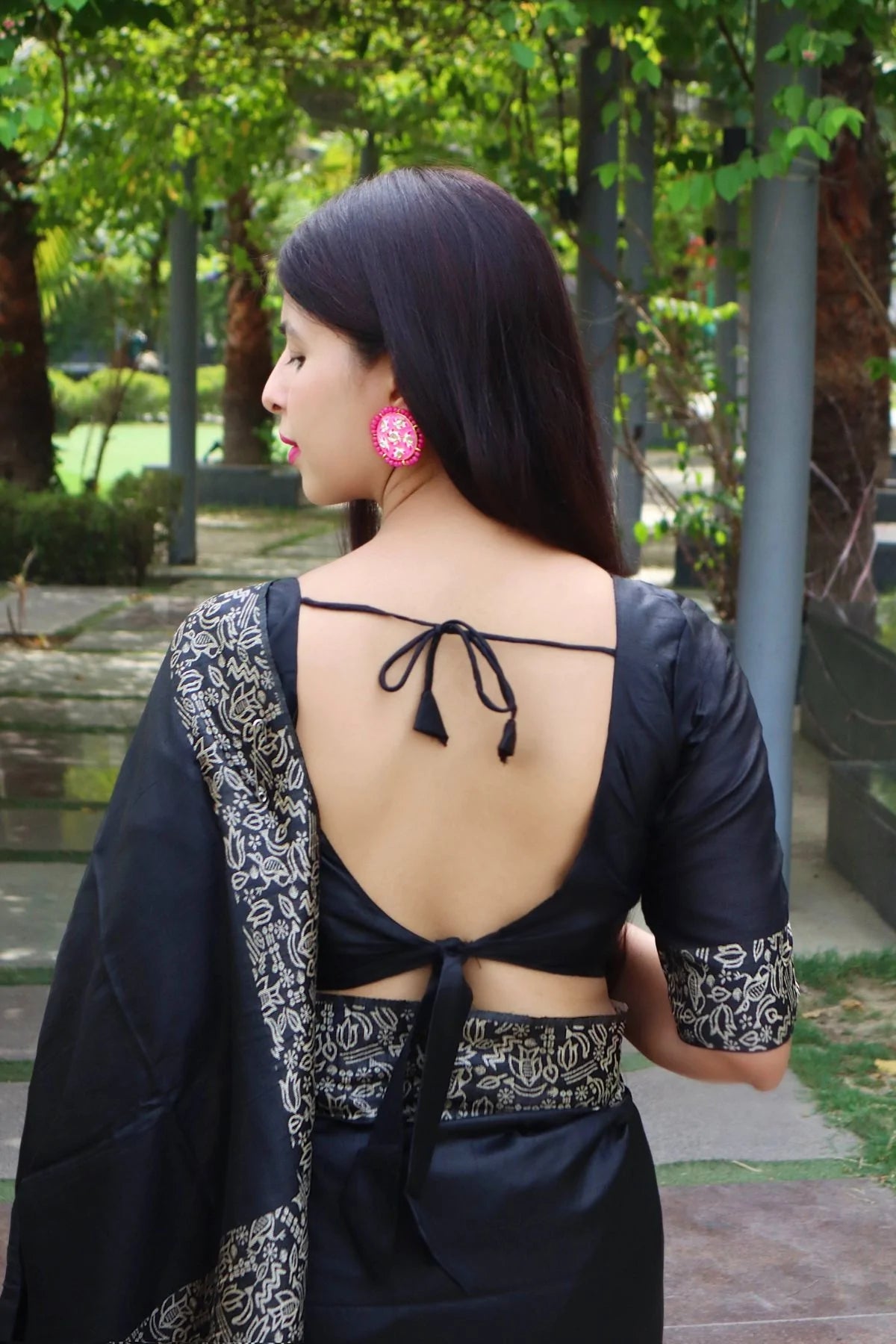 Buy MySilkLove Woodsmoke Black Banarasi Raw Silk Saree Online