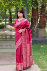 Monarch Pink Banarasi Raw Silk Saree