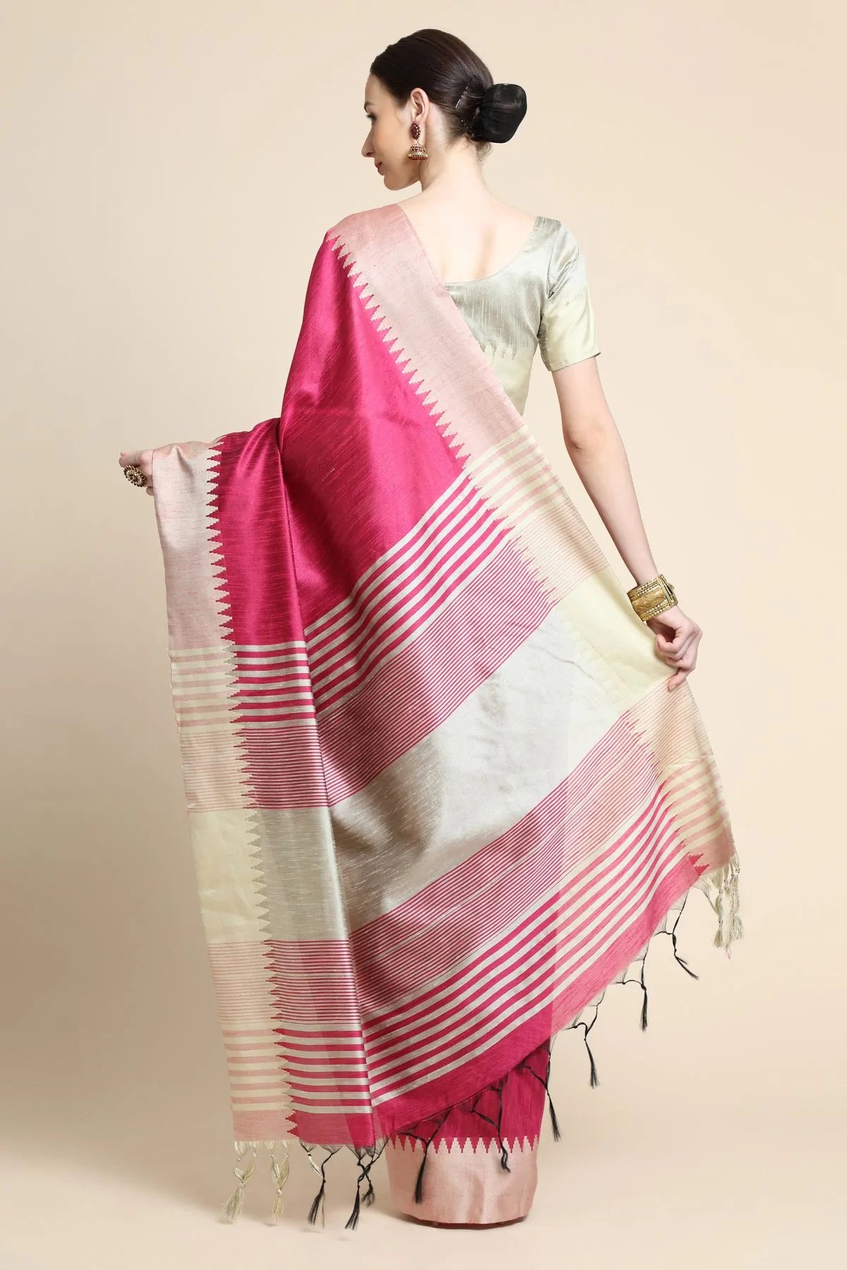 Buy MySilkLove Brick Pink Bhagalpuri Raw Silk Saree Online