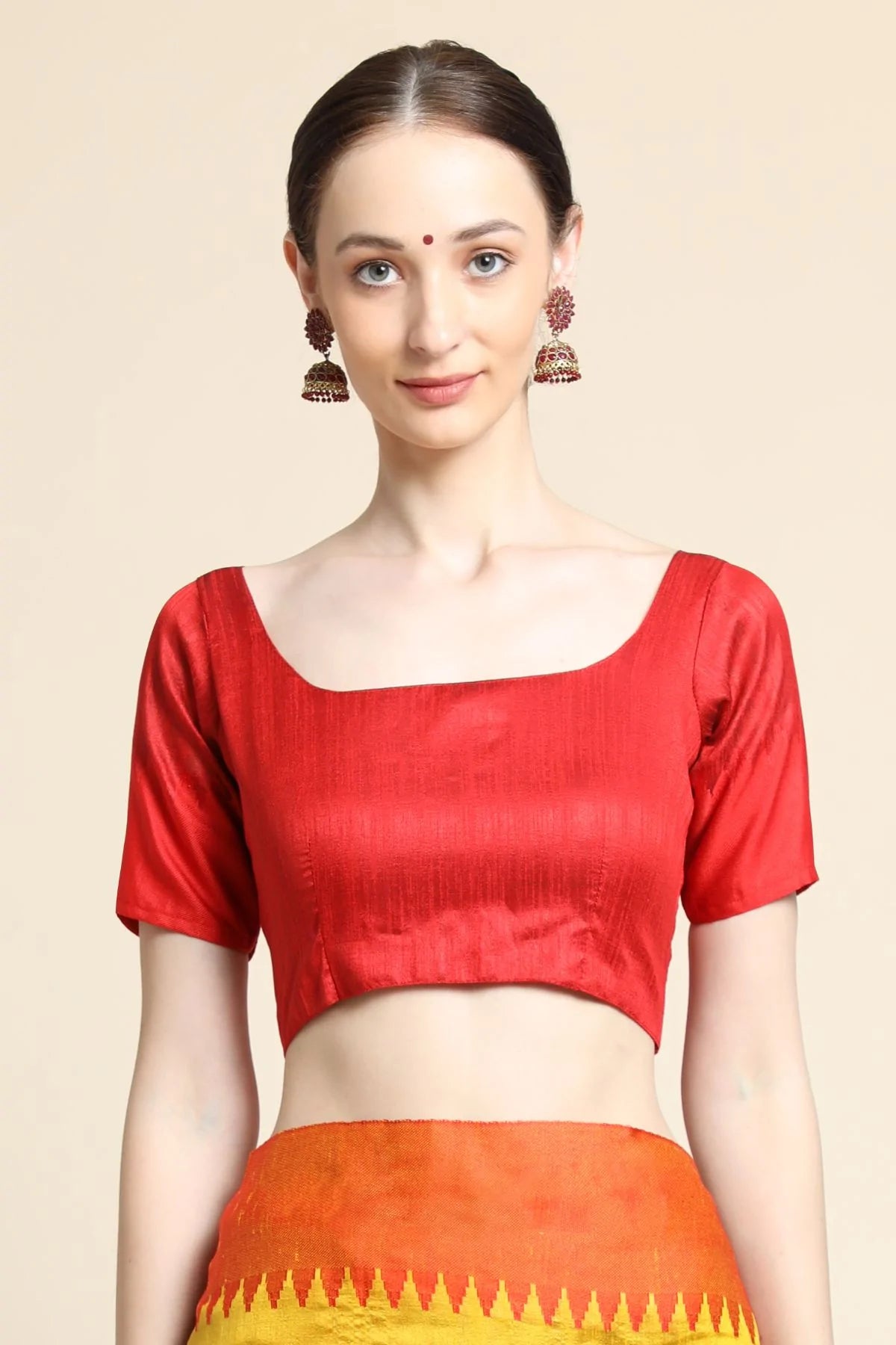 Buy MySilkLove Buttercup Yellow and Red Bhagalpuri Raw Silk Saree Online