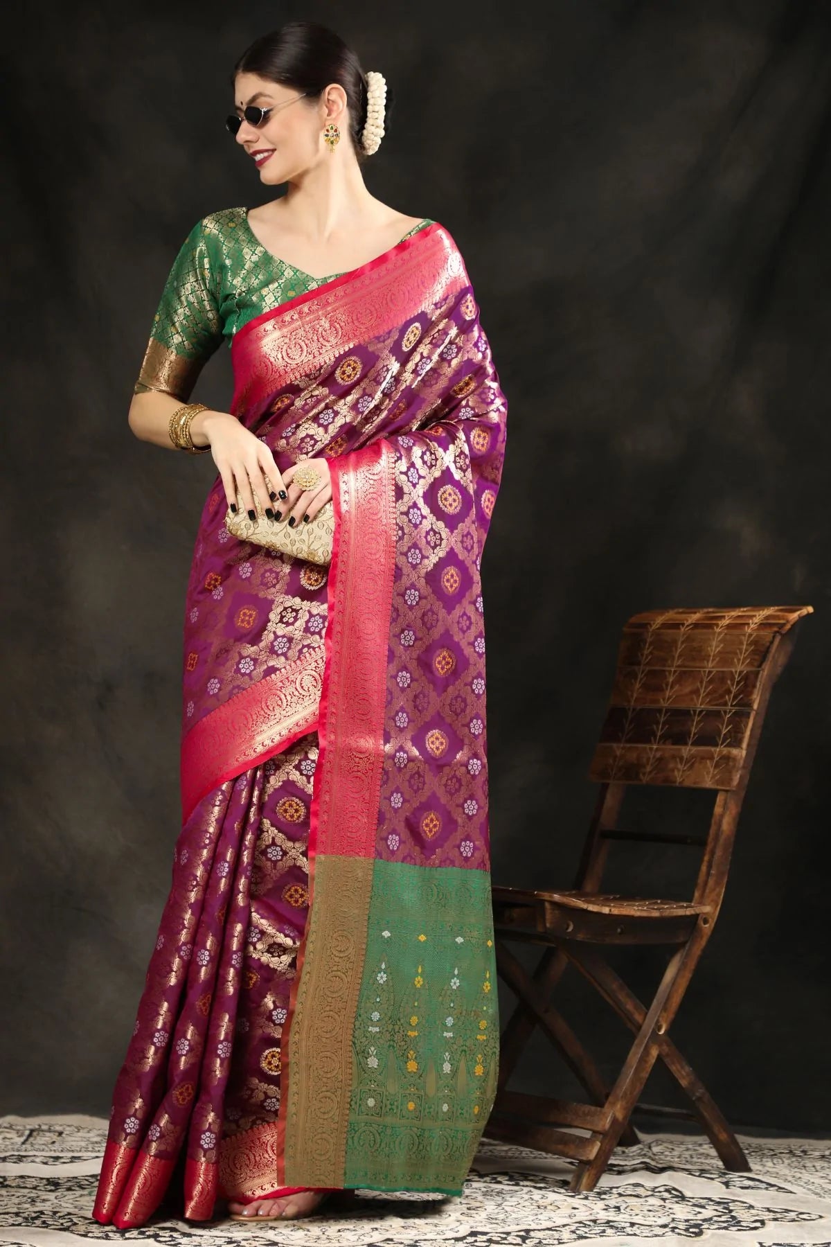 Buy MySilkLove Camelot Purple Woven Banarasi Silk Saree Online