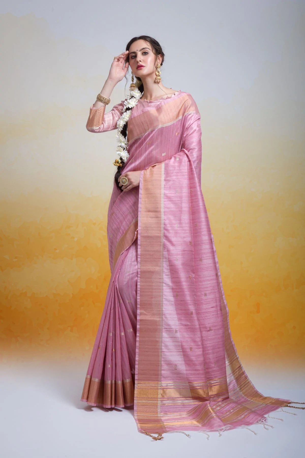 Buy MySilkLove Eunry Pink Cotton Silk Saree Online