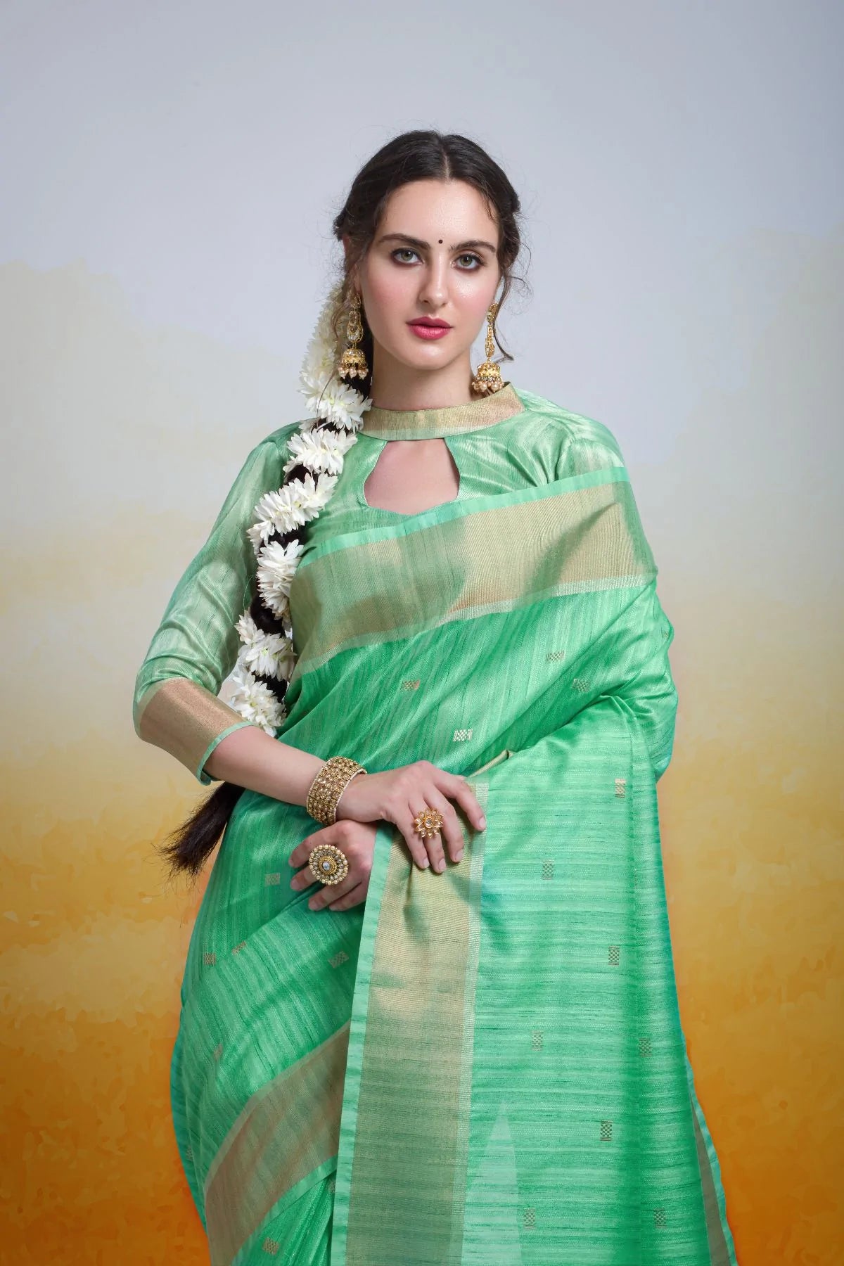 Buy MySilkLove Pine Green Cotton Silk Saree Online
